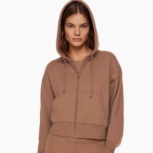 Limited Colour Cozy Fleece Boyfriend Boxy Zip Hoodie Teddy Bear Brown